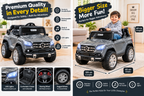 Kids Electric Ride-On Car – Grey 2-Seater Toy Car with LED Lights