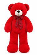 Large Red Teddy Bear with Plaid Bow | AIEN