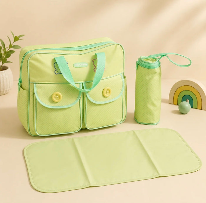 Baby Diaper Bag with Bottle Holder & Changing Mat