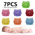 7-Piece Washable Reusable Baby Cloth Diapers Set